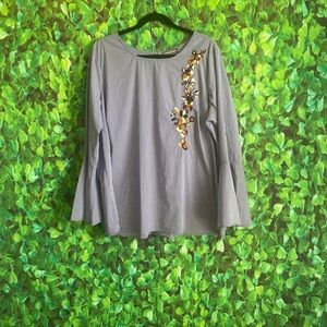 Alexander Jordan - Embroidered Striped Top(curvy size)